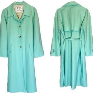 London Fog Mint Green 60s 70s Vintage Polyester Trench Coat